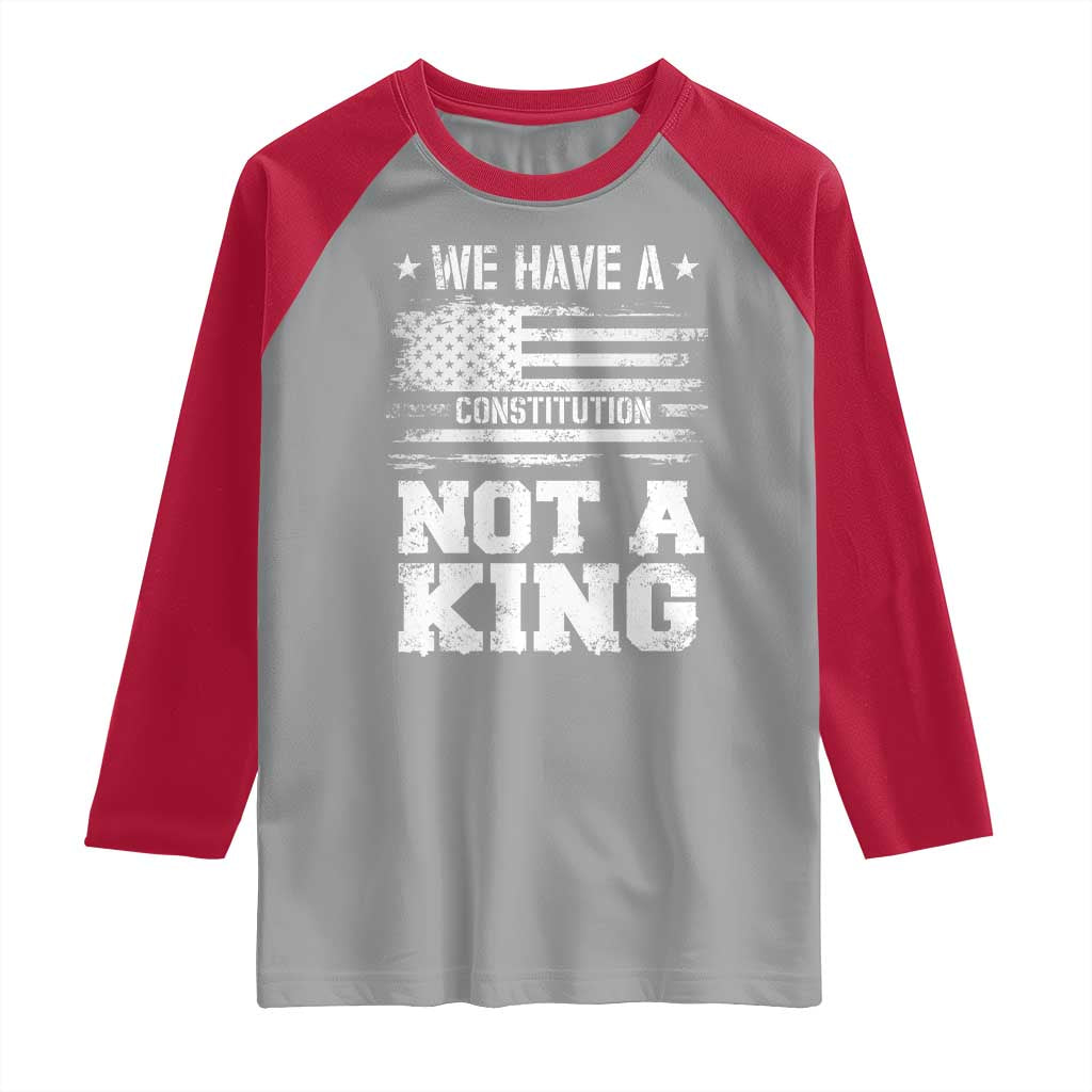 No Kings in America Raglan Shirt We Have A Constitution Not A King Resist US Flag - Wonder Print Shop