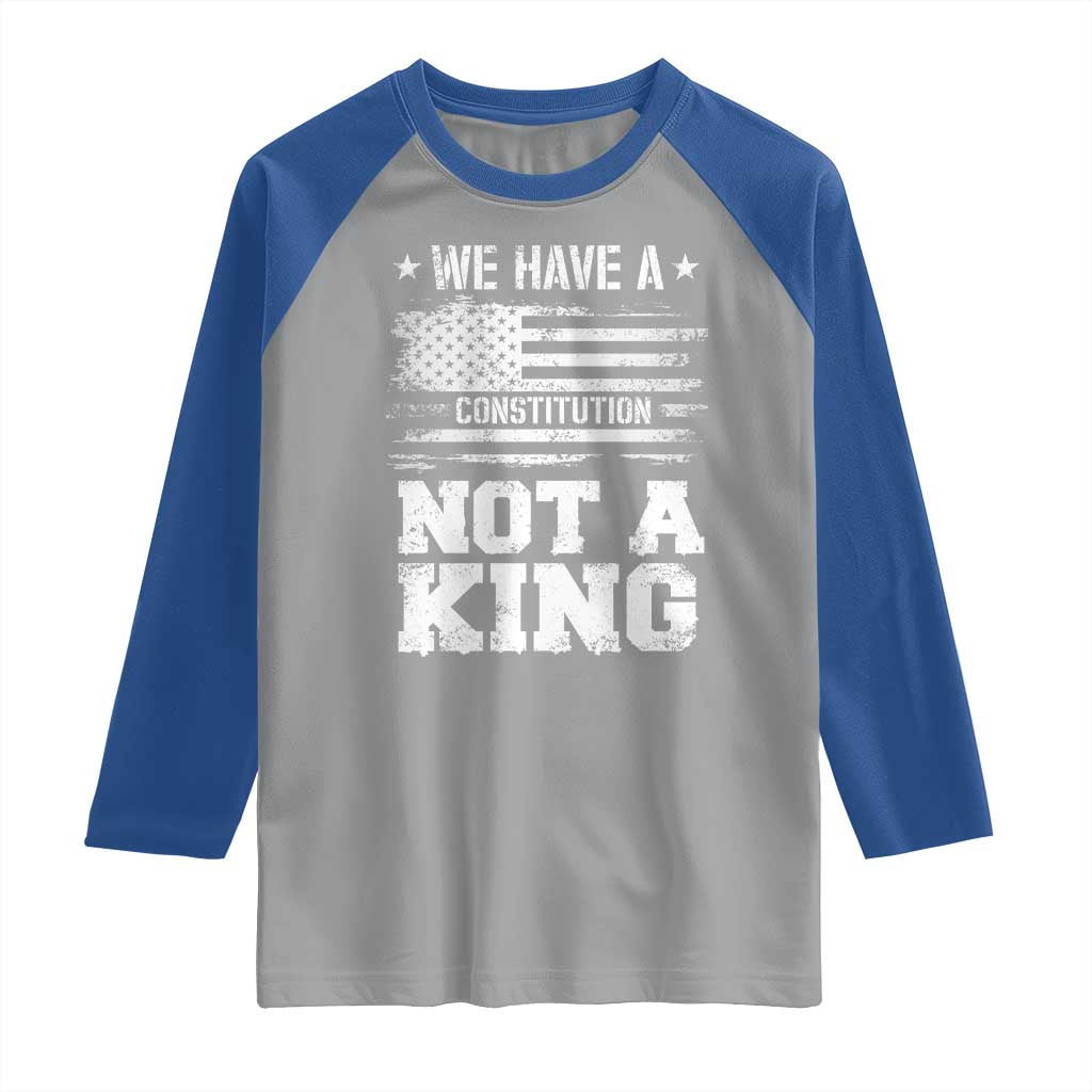 No Kings in America Raglan Shirt We Have A Constitution Not A King Resist US Flag - Wonder Print Shop