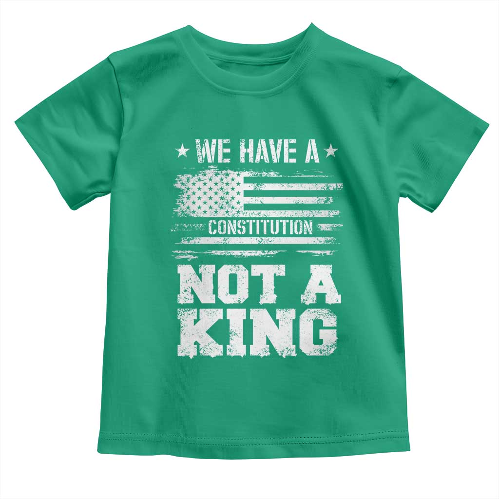 No Kings in America Toddler T Shirt We Have A Constitution Not A King Resist US Flag - Wonder Print Shop