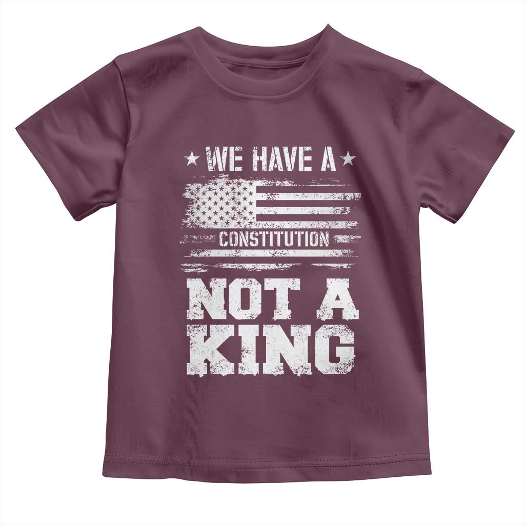 No Kings in America Toddler T Shirt We Have A Constitution Not A King Resist US Flag - Wonder Print Shop