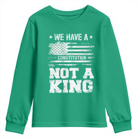No Kings in America Youth Sweatshirt We Have A Constitution Not A King Resist US Flag - Wonder Print Shop
