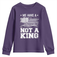 No Kings in America Youth Sweatshirt We Have A Constitution Not A King Resist US Flag - Wonder Print Shop