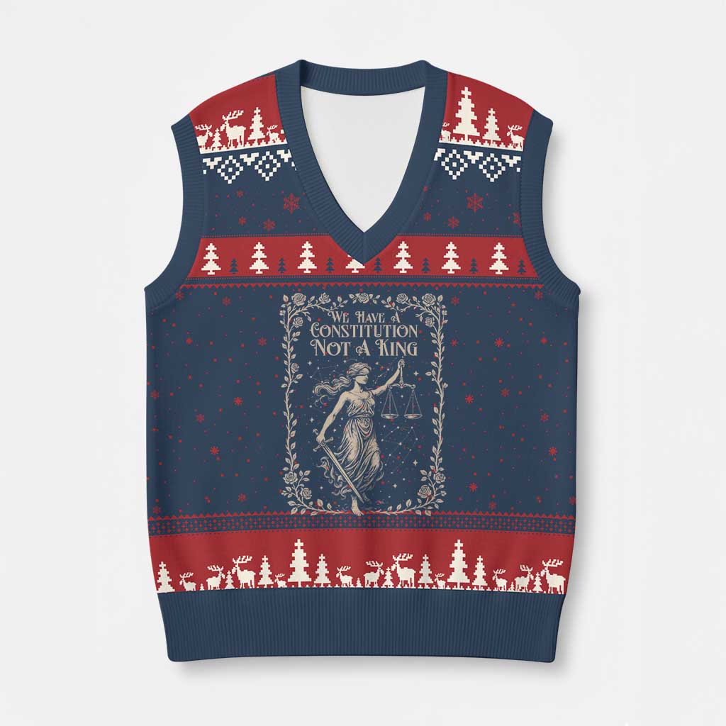 No Kings in America V-Neck Knit Sweater Vest We Have A Constitution Not A King Resist - Wonder Print Shop
