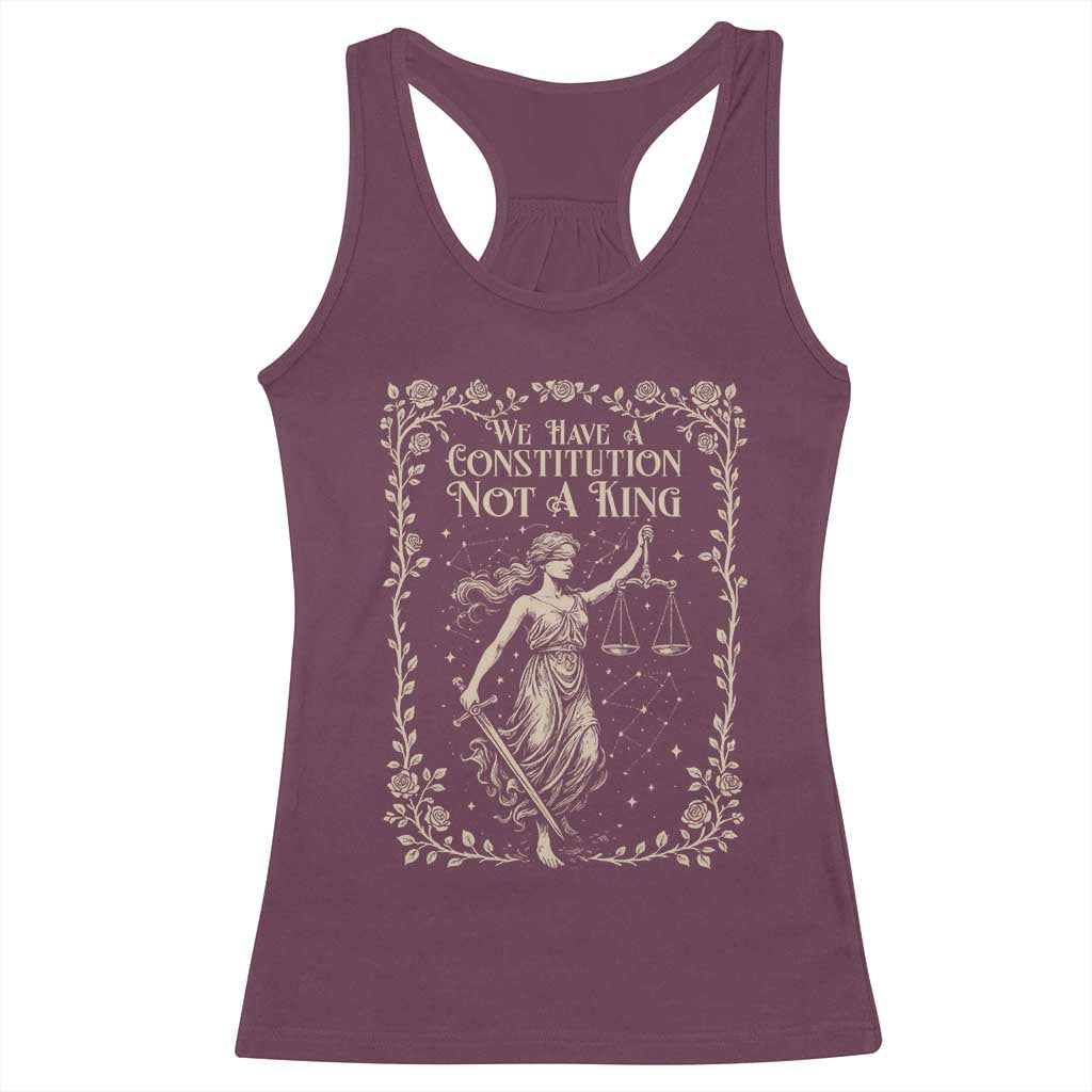 No Kings in America Racerback Tank Top We Have A Constitution Not A King Resist - Wonder Print Shop