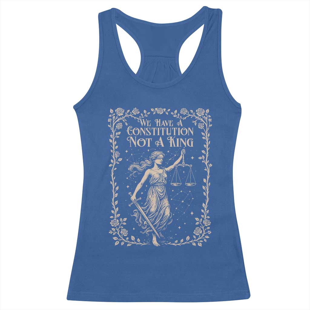 No Kings in America Racerback Tank Top We Have A Constitution Not A King Resist - Wonder Print Shop