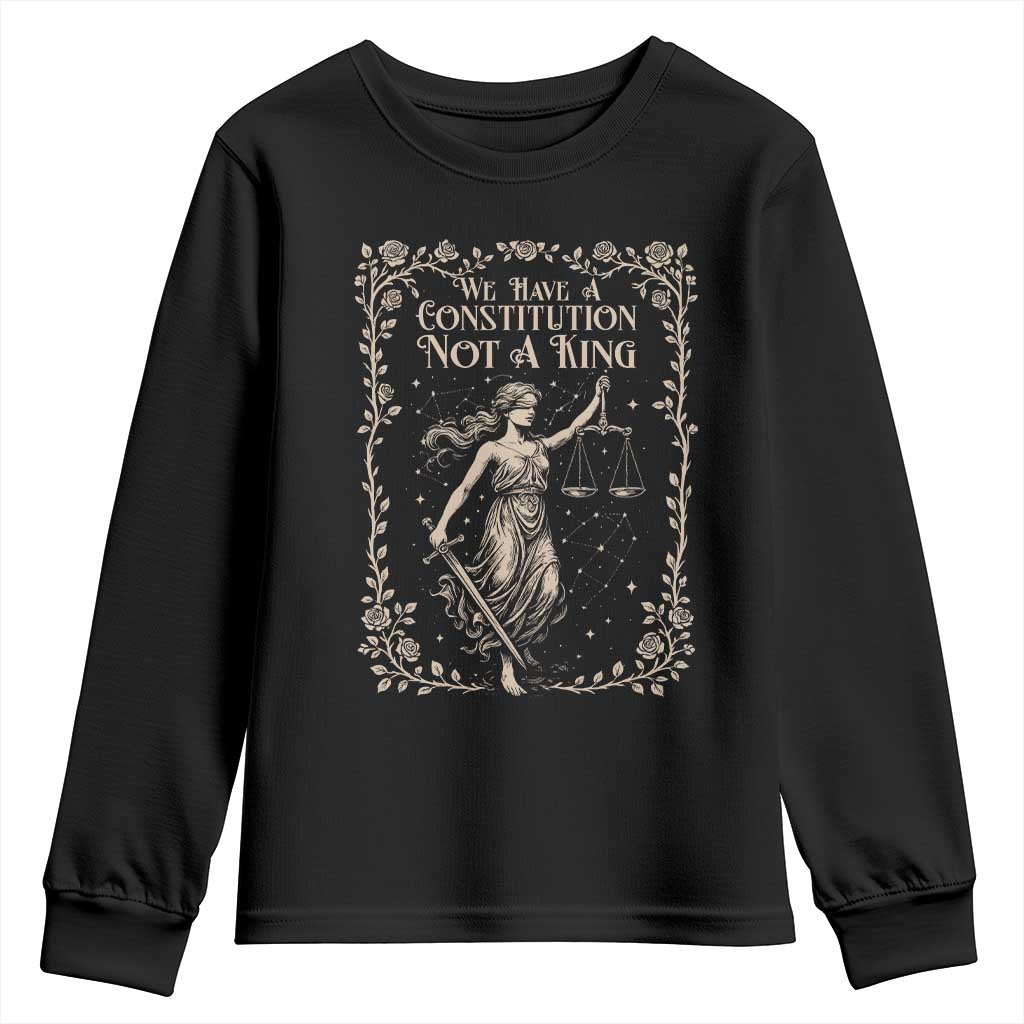 No Kings in America Youth Sweatshirt We Have A Constitution Not A King Resist - Wonder Print Shop