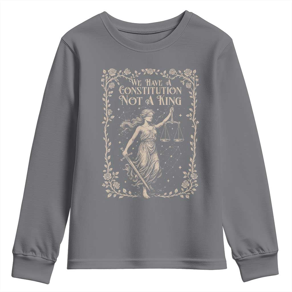 No Kings in America Youth Sweatshirt We Have A Constitution Not A King Resist - Wonder Print Shop