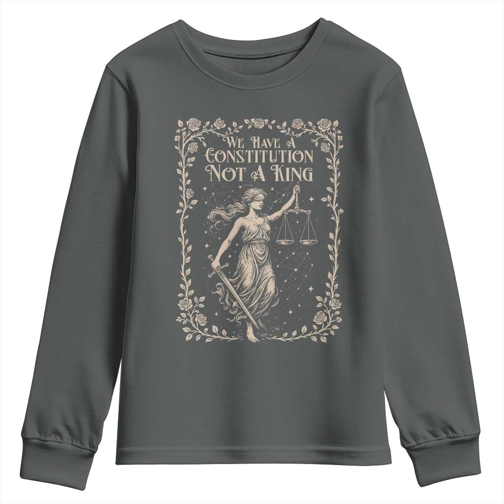 No Kings in America Youth Sweatshirt We Have A Constitution Not A King Resist - Wonder Print Shop