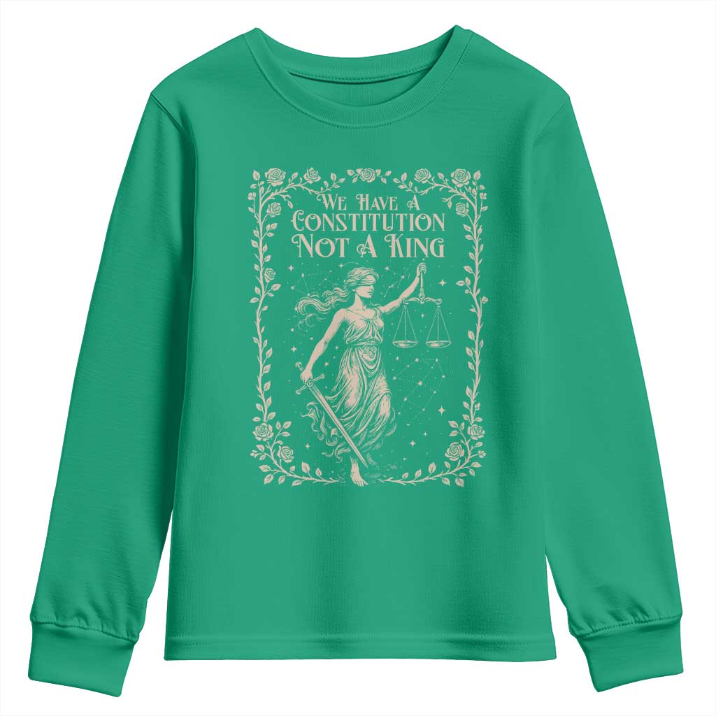 No Kings in America Youth Sweatshirt We Have A Constitution Not A King Resist - Wonder Print Shop