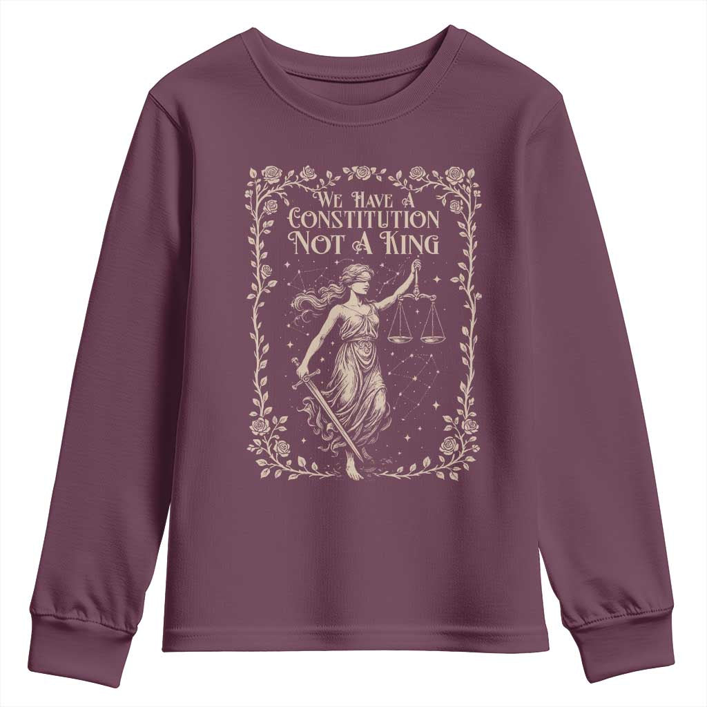 No Kings in America Youth Sweatshirt We Have A Constitution Not A King Resist - Wonder Print Shop
