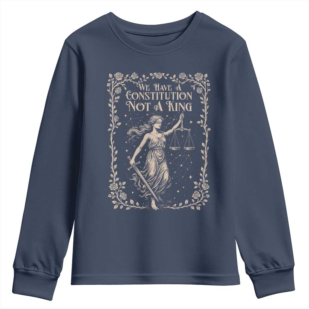 No Kings in America Youth Sweatshirt We Have A Constitution Not A King Resist - Wonder Print Shop