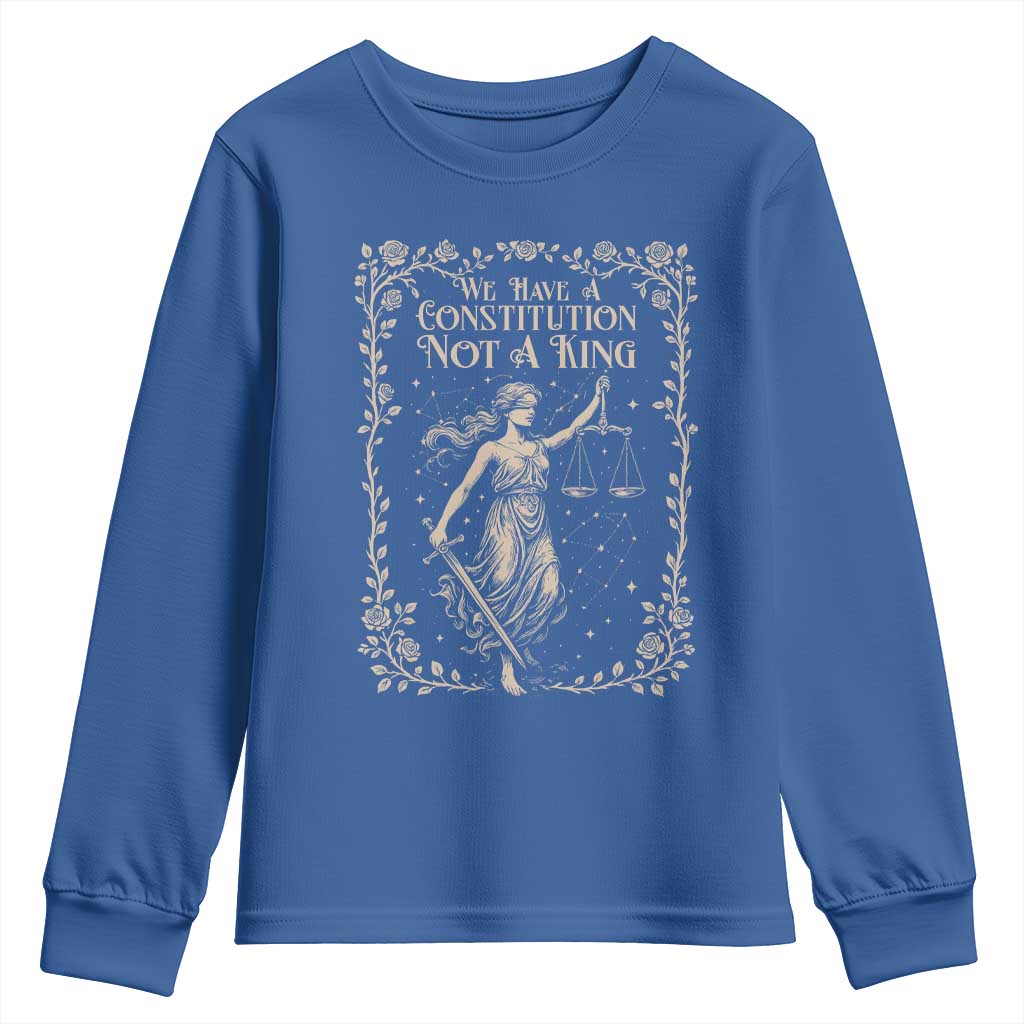 No Kings in America Youth Sweatshirt We Have A Constitution Not A King Resist - Wonder Print Shop