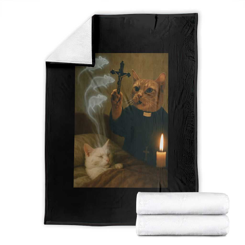 Funny Exorcist Cat Meme Throw Blanket Dark Humor Cat - Wonder Print Shop
