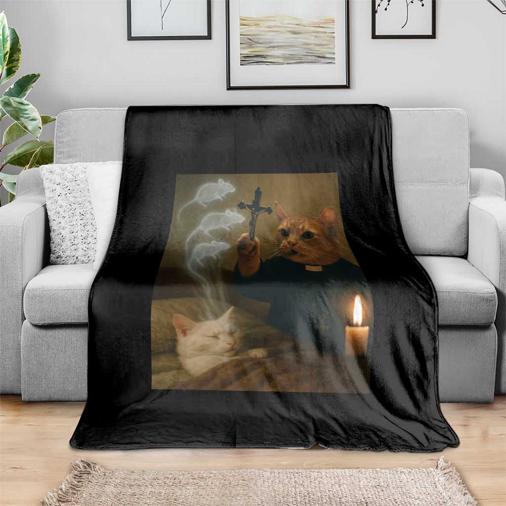 Funny Exorcist Cat Meme Throw Blanket Dark Humor Cat - Wonder Print Shop