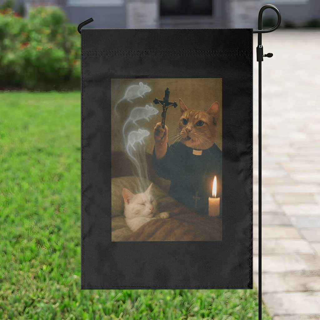 Funny Exorcist Cat Meme Garden Flag Dark Humor Cat - Wonder Print Shop
