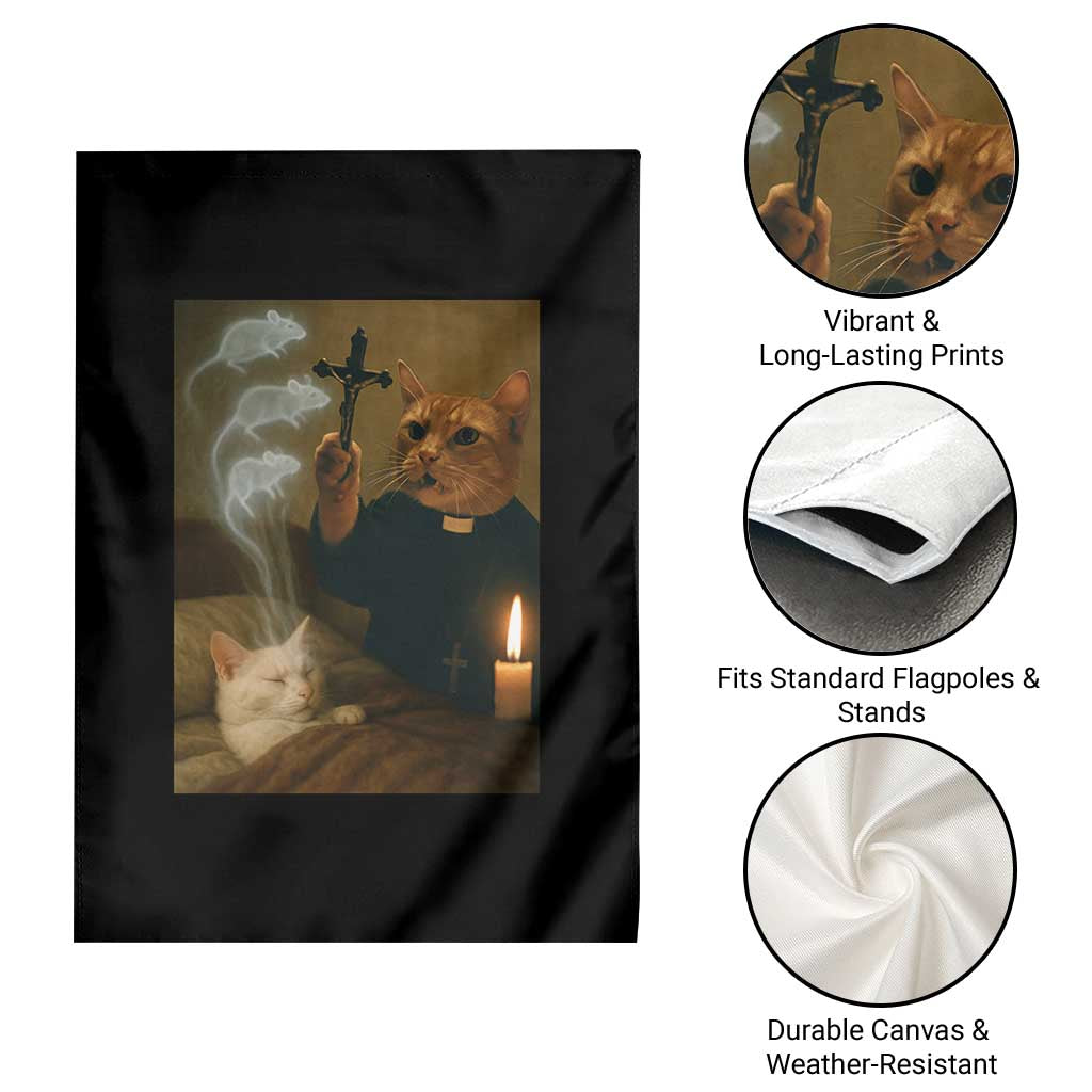 Funny Exorcist Cat Meme Garden Flag Dark Humor Cat - Wonder Print Shop