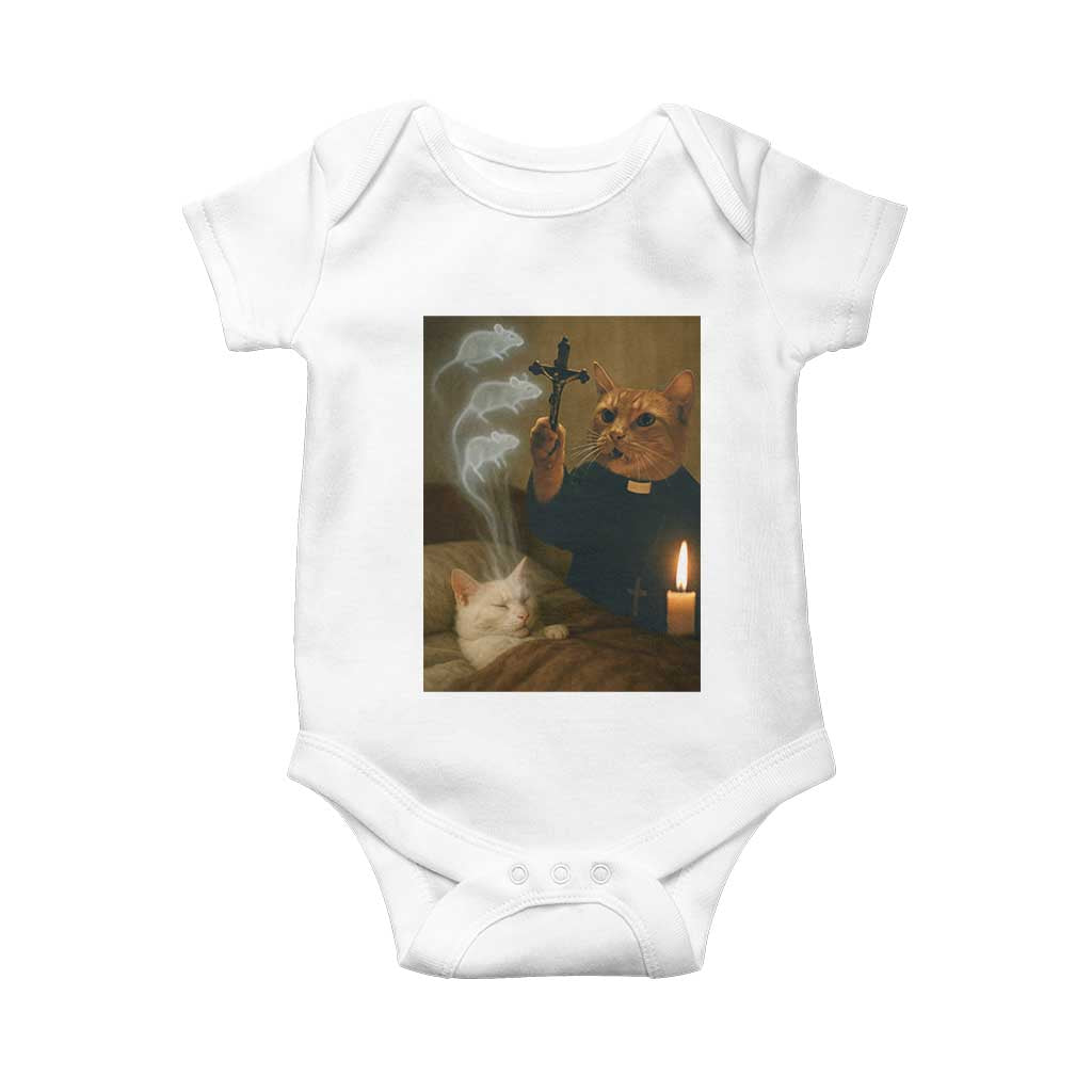 Funny Exorcist Cat Meme Baby Onesie Dark Humor Cat - Wonder Print Shop