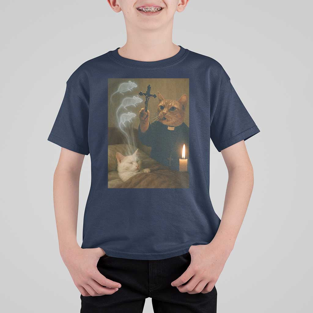 Funny Exorcist Cat Meme T Shirt For Kid Dark Humor Cat - Wonder Print Shop