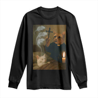 Funny Exorcist Cat Meme Long Sleeve Shirt Dark Humor Cat - Wonder Print Shop