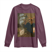 Funny Exorcist Cat Meme Long Sleeve Shirt Dark Humor Cat - Wonder Print Shop