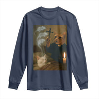 Funny Exorcist Cat Meme Long Sleeve Shirt Dark Humor Cat - Wonder Print Shop