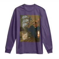 Funny Exorcist Cat Meme Long Sleeve Shirt Dark Humor Cat - Wonder Print Shop