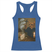 Funny Exorcist Cat Meme Racerback Tank Top Dark Humor Cat - Wonder Print Shop