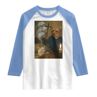 Funny Exorcist Cat Meme Raglan Shirt Dark Humor Cat - Wonder Print Shop
