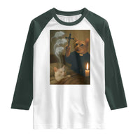 Funny Exorcist Cat Meme Raglan Shirt Dark Humor Cat - Wonder Print Shop