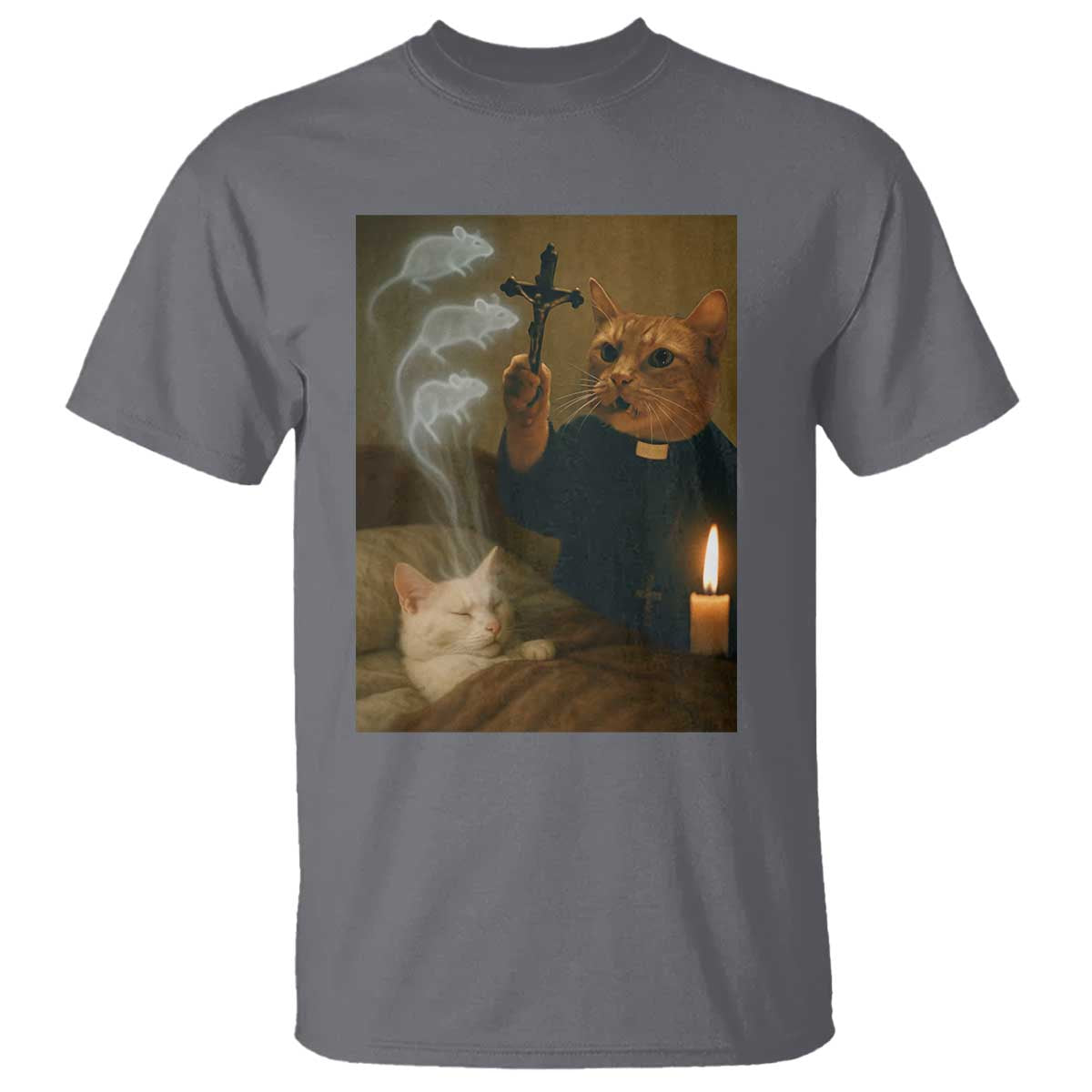 Funny Exorcist Cat Meme T Shirt Dark Humor Cat - Wonder Print Shop
