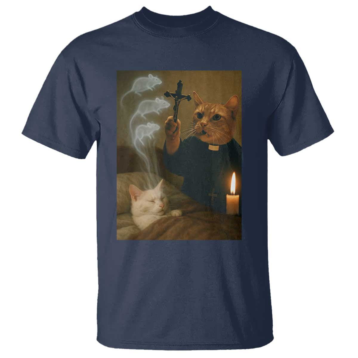 Funny Exorcist Cat Meme T Shirt Dark Humor Cat - Wonder Print Shop