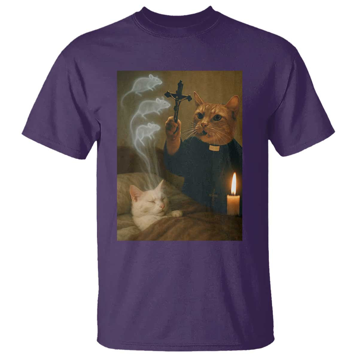 Funny Exorcist Cat Meme T Shirt Dark Humor Cat - Wonder Print Shop