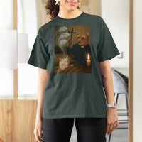 Funny Exorcist Cat Meme T Shirt For Women Dark Humor Cat - Wonder Print Shop