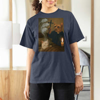 Funny Exorcist Cat Meme T Shirt For Women Dark Humor Cat - Wonder Print Shop