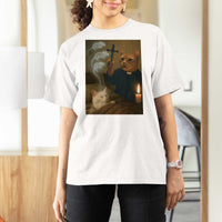 Funny Exorcist Cat Meme T Shirt For Women Dark Humor Cat - Wonder Print Shop