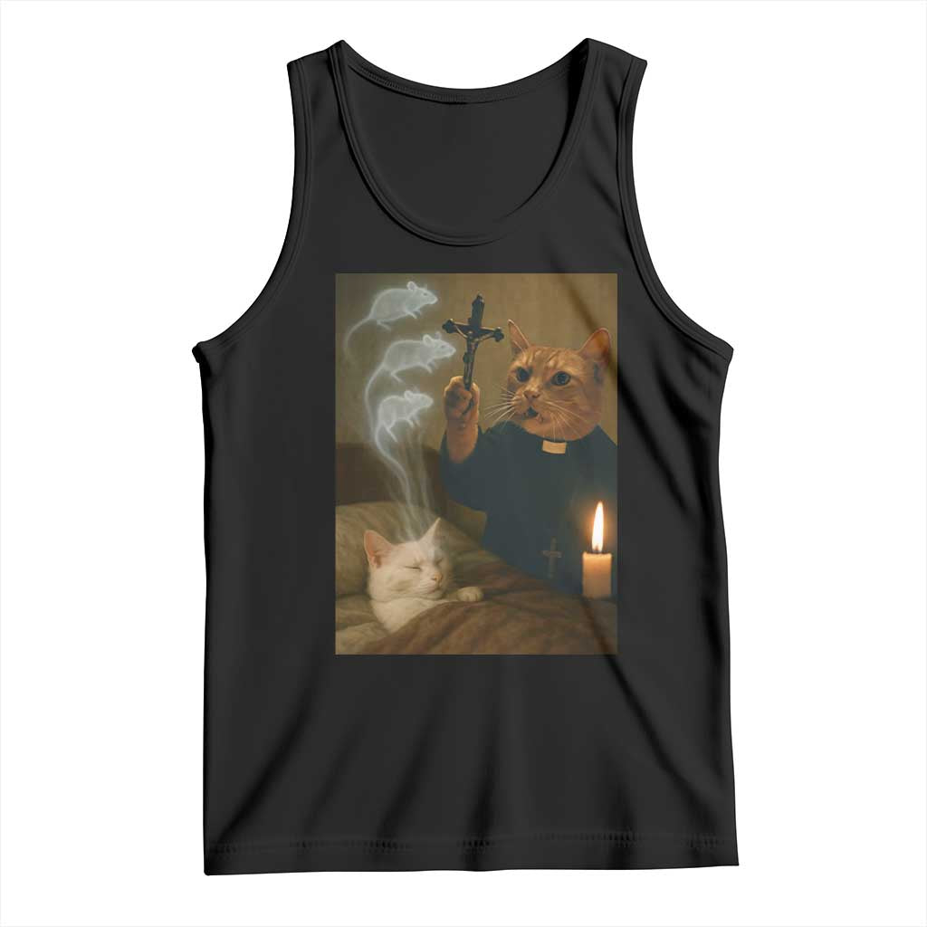 Funny Exorcist Cat Meme Tank Top Dark Humor Cat - Wonder Print Shop
