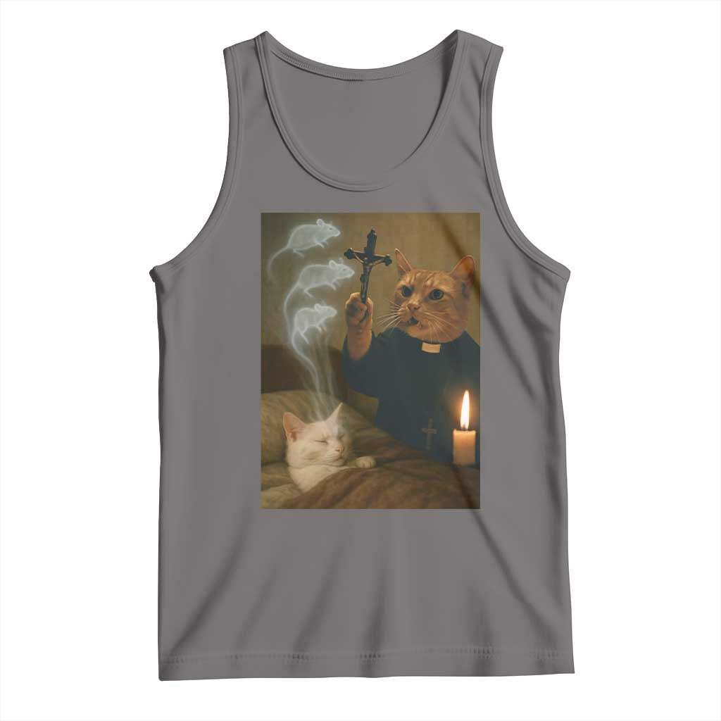 Funny Exorcist Cat Meme Tank Top Dark Humor Cat - Wonder Print Shop