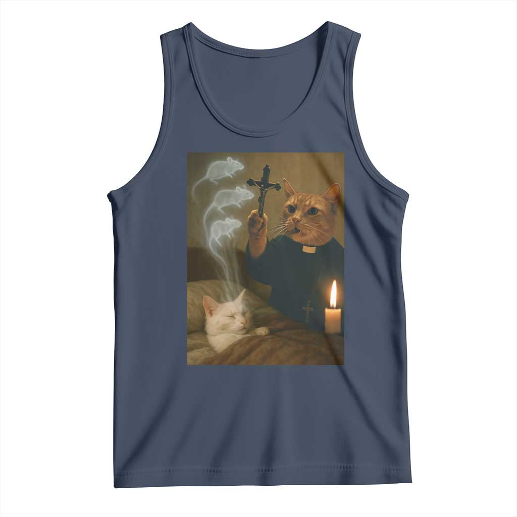 Funny Exorcist Cat Meme Tank Top Dark Humor Cat - Wonder Print Shop
