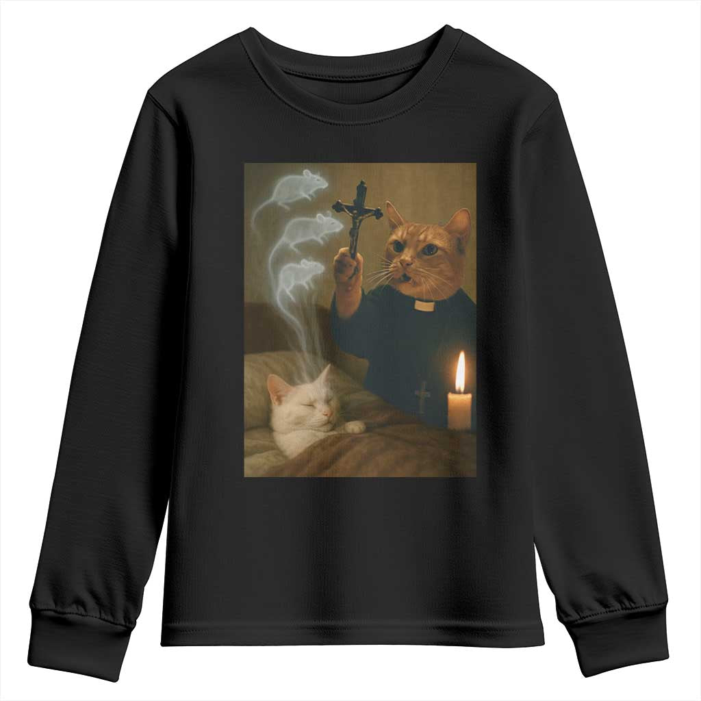 Funny Exorcist Cat Meme Youth Sweatshirt Dark Humor Cat - Wonder Print Shop