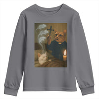 Funny Exorcist Cat Meme Youth Sweatshirt Dark Humor Cat - Wonder Print Shop