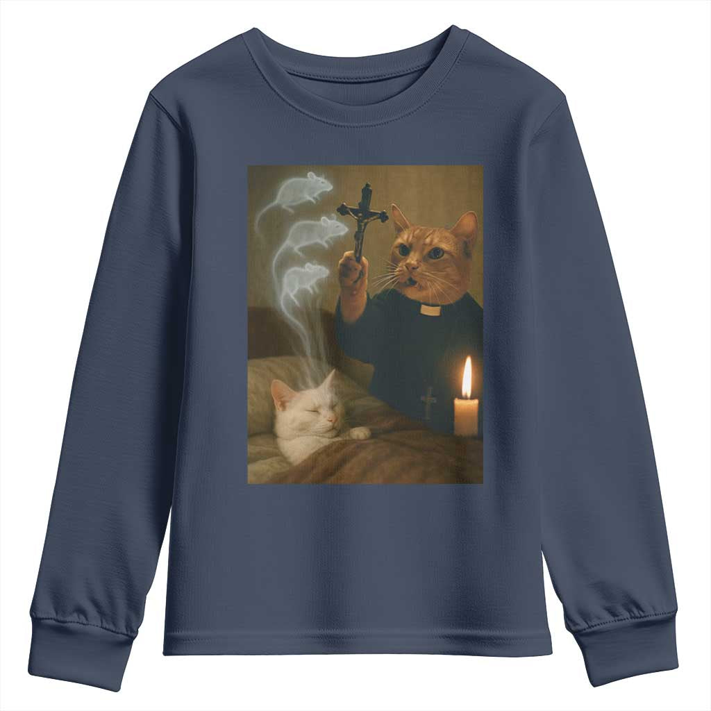 Funny Exorcist Cat Meme Youth Sweatshirt Dark Humor Cat - Wonder Print Shop