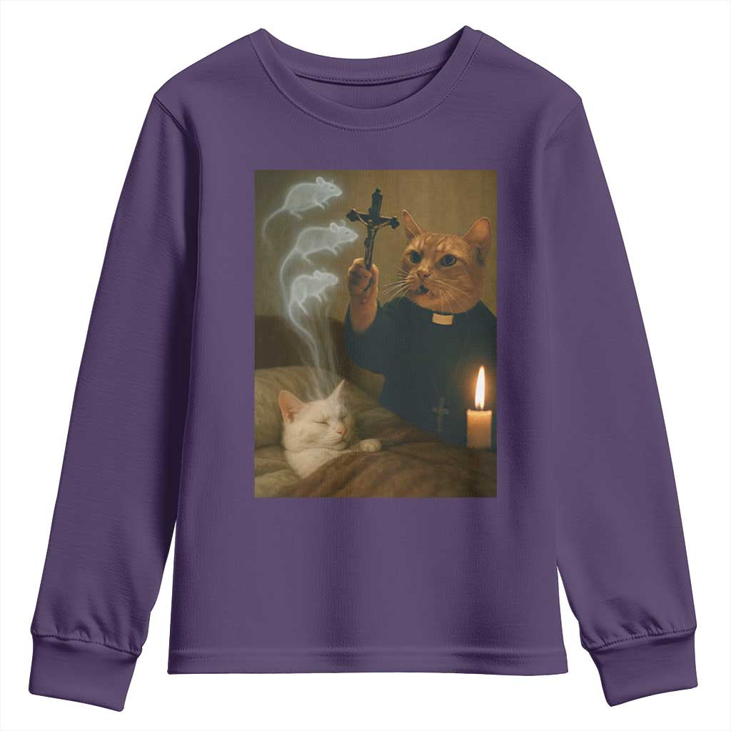 Funny Exorcist Cat Meme Youth Sweatshirt Dark Humor Cat - Wonder Print Shop