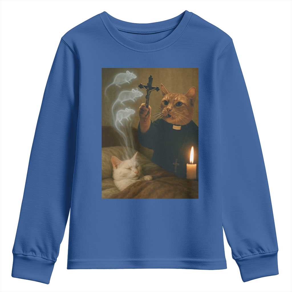 Funny Exorcist Cat Meme Youth Sweatshirt Dark Humor Cat - Wonder Print Shop