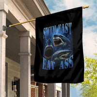 Retro Sharks Garden Flag Swim Fast Eat Ass Vintage 90s Bootleg Graphic - Wonder Print Shop