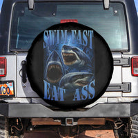 Retro Sharks Spare Tire Cover Swim Fast Eat Ass Vintage 90s Bootleg Graphic - Wonder Print Shop