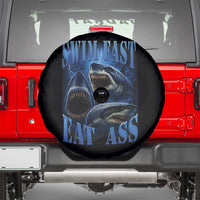 Retro Sharks Spare Tire Cover Swim Fast Eat Ass Vintage 90s Bootleg Graphic - Wonder Print Shop
