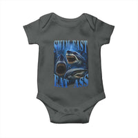 Retro Sharks Baby Onesie Swim Fast Eat Ass Vintage 90s Bootleg Graphic - Wonder Print Shop