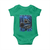 Retro Sharks Baby Onesie Swim Fast Eat Ass Vintage 90s Bootleg Graphic - Wonder Print Shop