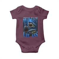 Retro Sharks Baby Onesie Swim Fast Eat Ass Vintage 90s Bootleg Graphic - Wonder Print Shop