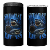 Retro Sharks 4 in 1 Can Cooler Tumbler Swim Fast Eat Ass Vintage 90s Bootleg Graphic - Wonder Print Shop